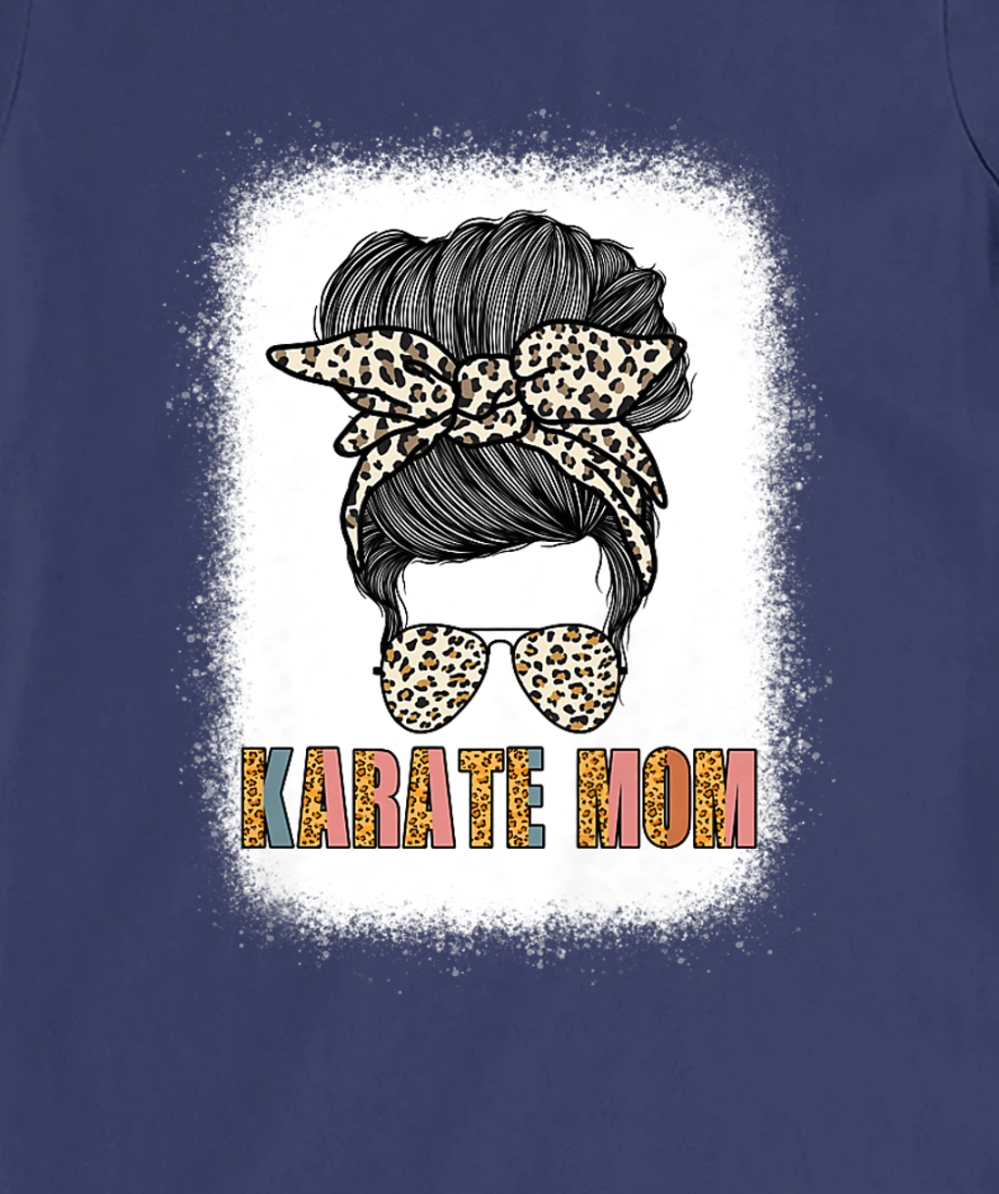 Cute Karate Mom Leopard Print Messy Bun Sunglasses Women T-Shirt, Women T-Shirt