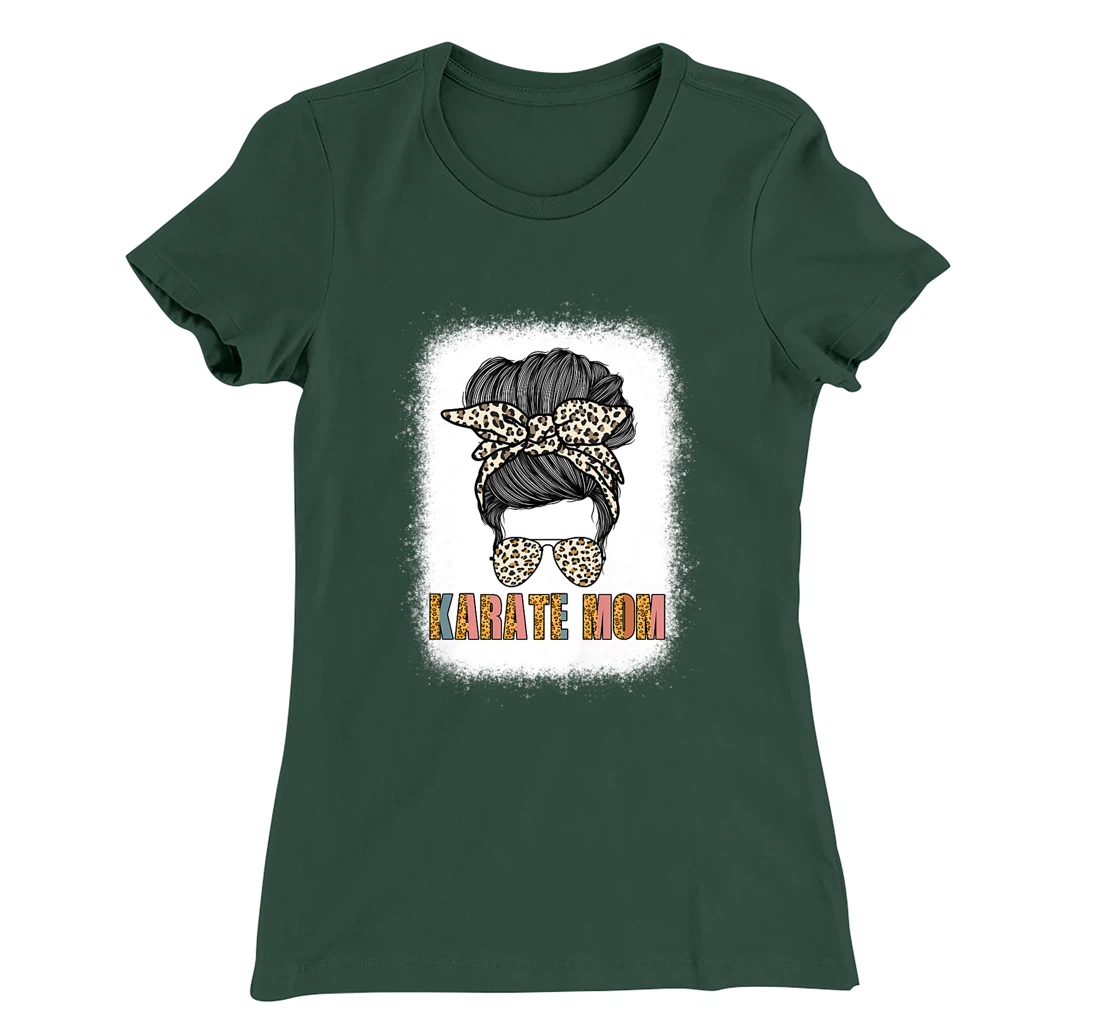 Cute Karate Mom Leopard Print Messy Bun Sunglasses Women T-Shirt, Women T-Shirt