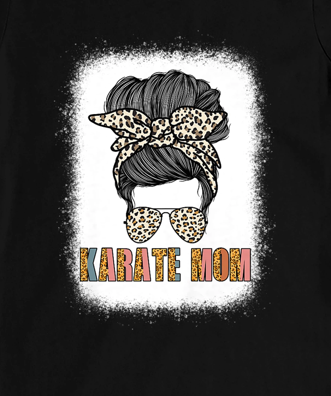 Cute Karate Mom Leopard Print Messy Bun Sunglasses Women T-Shirt, Women T-Shirt