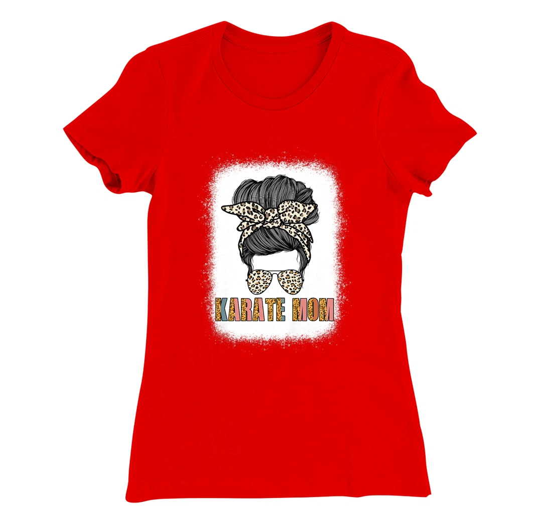 Cute Karate Mom Leopard Print Messy Bun Sunglasses Women T-Shirt, Women T-Shirt