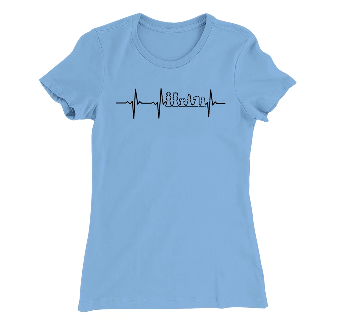 Heartbeat ECG Design Chess Board T-Shirt, Women T-Shirt