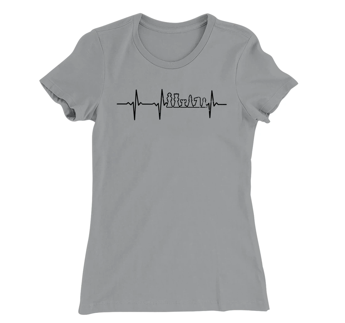 Heartbeat ECG Design Chess Board T-Shirt, Women T-Shirt