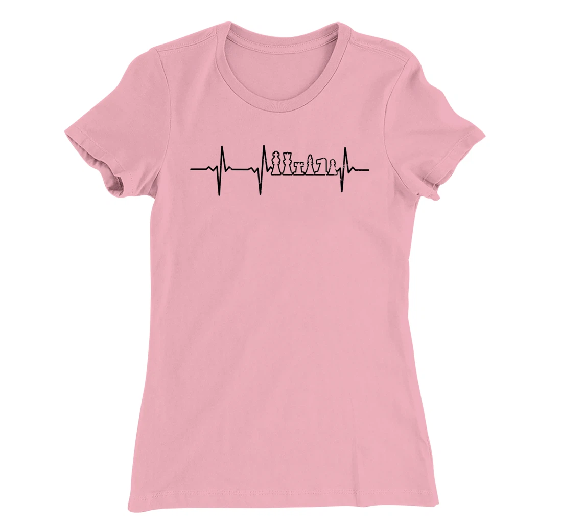 Heartbeat ECG Design Chess Board T-Shirt, Women T-Shirt