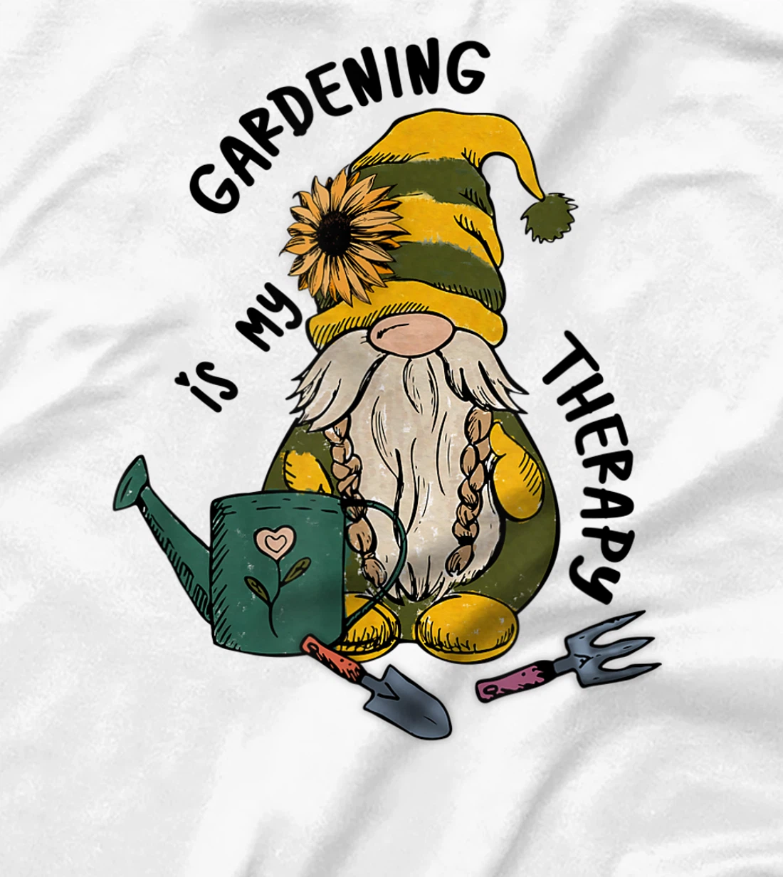 Gardening is My Therapy Gnome Garden T-Shirt, Women T-Shirt