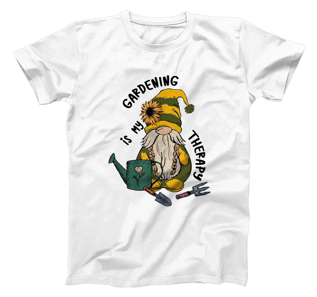 Gardening is My Therapy Gnome Garden T-Shirt, Women T-Shirt