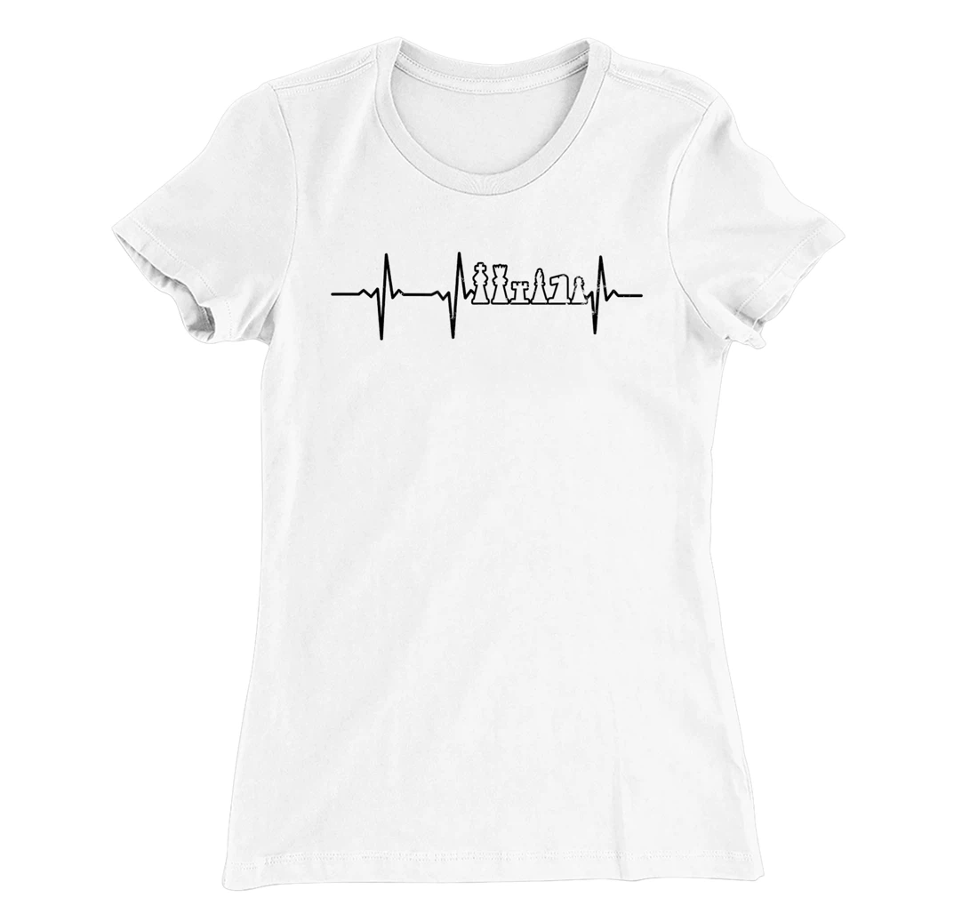 Heartbeat ECG Design Chess Board T-Shirt, Women T-Shirt