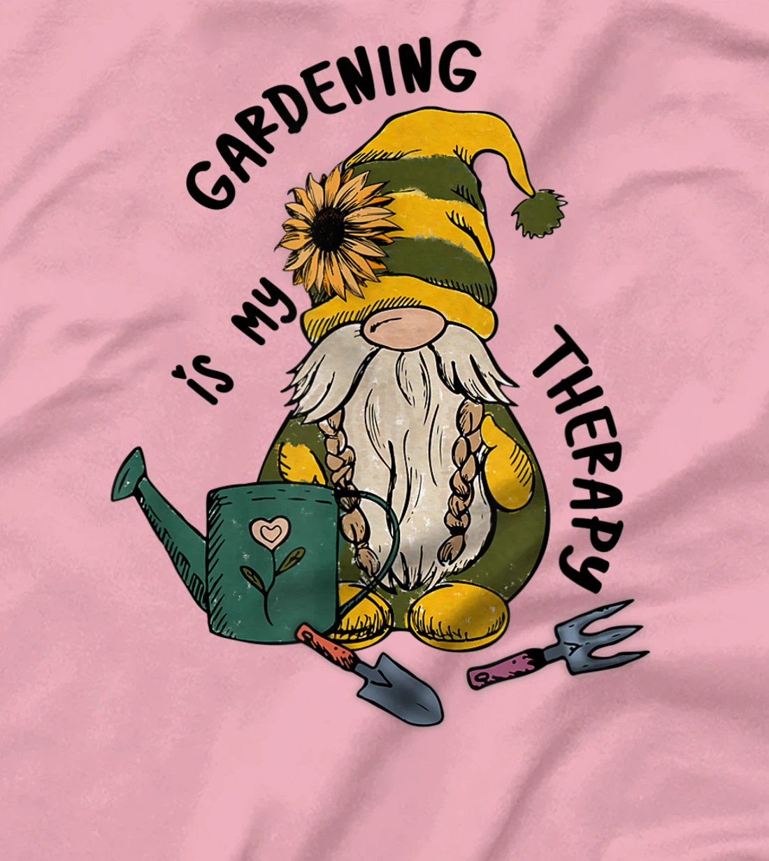 Gardening is My Therapy Gnome Garden T-Shirt, Women T-Shirt