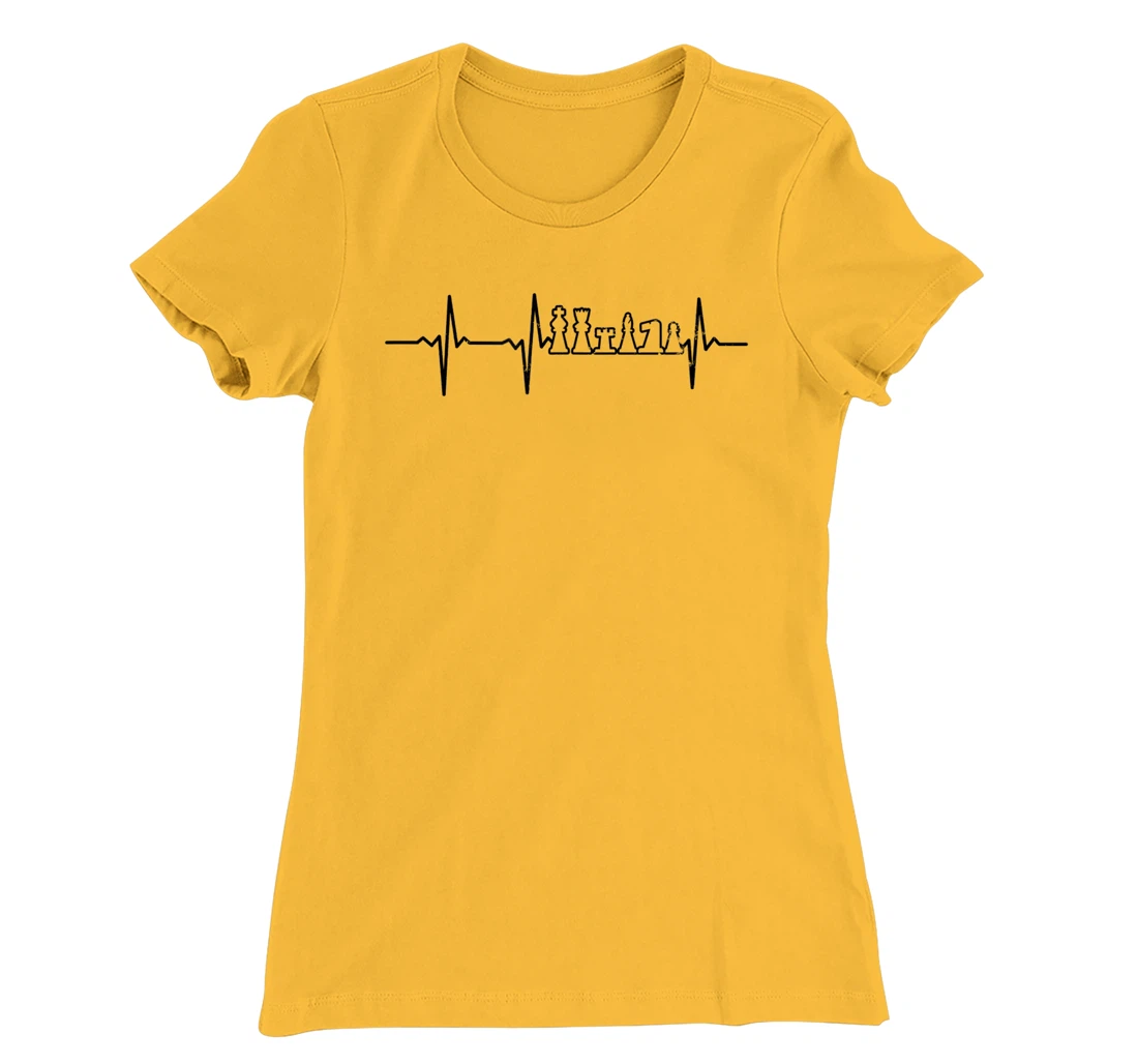 Heartbeat ECG Design Chess Board T-Shirt, Women T-Shirt
