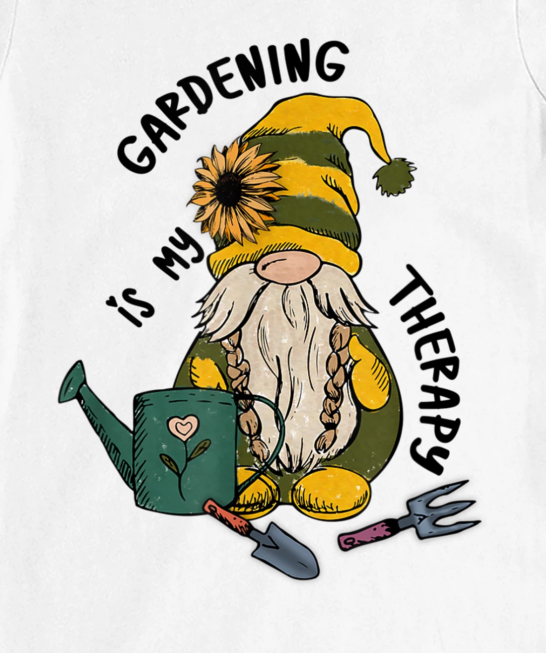 Gardening is My Therapy Gnome Garden T-Shirt, Women T-Shirt