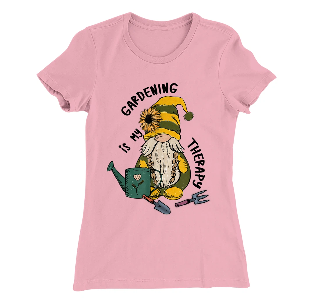 Gardening is My Therapy Gnome Garden T-Shirt, Women T-Shirt