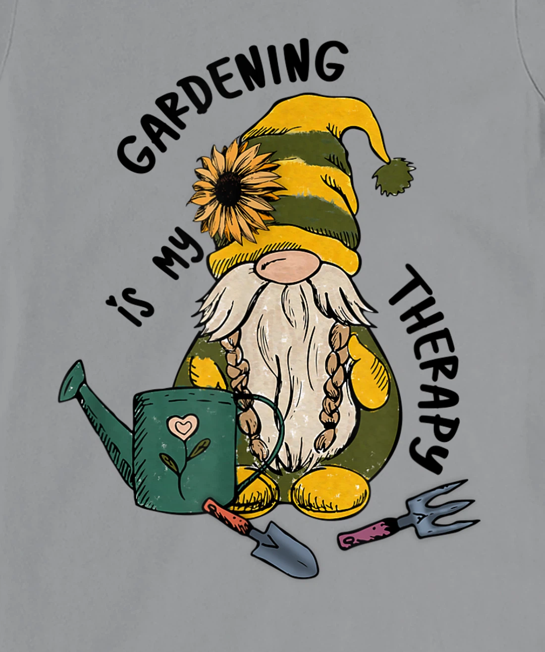 Gardening is My Therapy Gnome Garden T-Shirt, Women T-Shirt