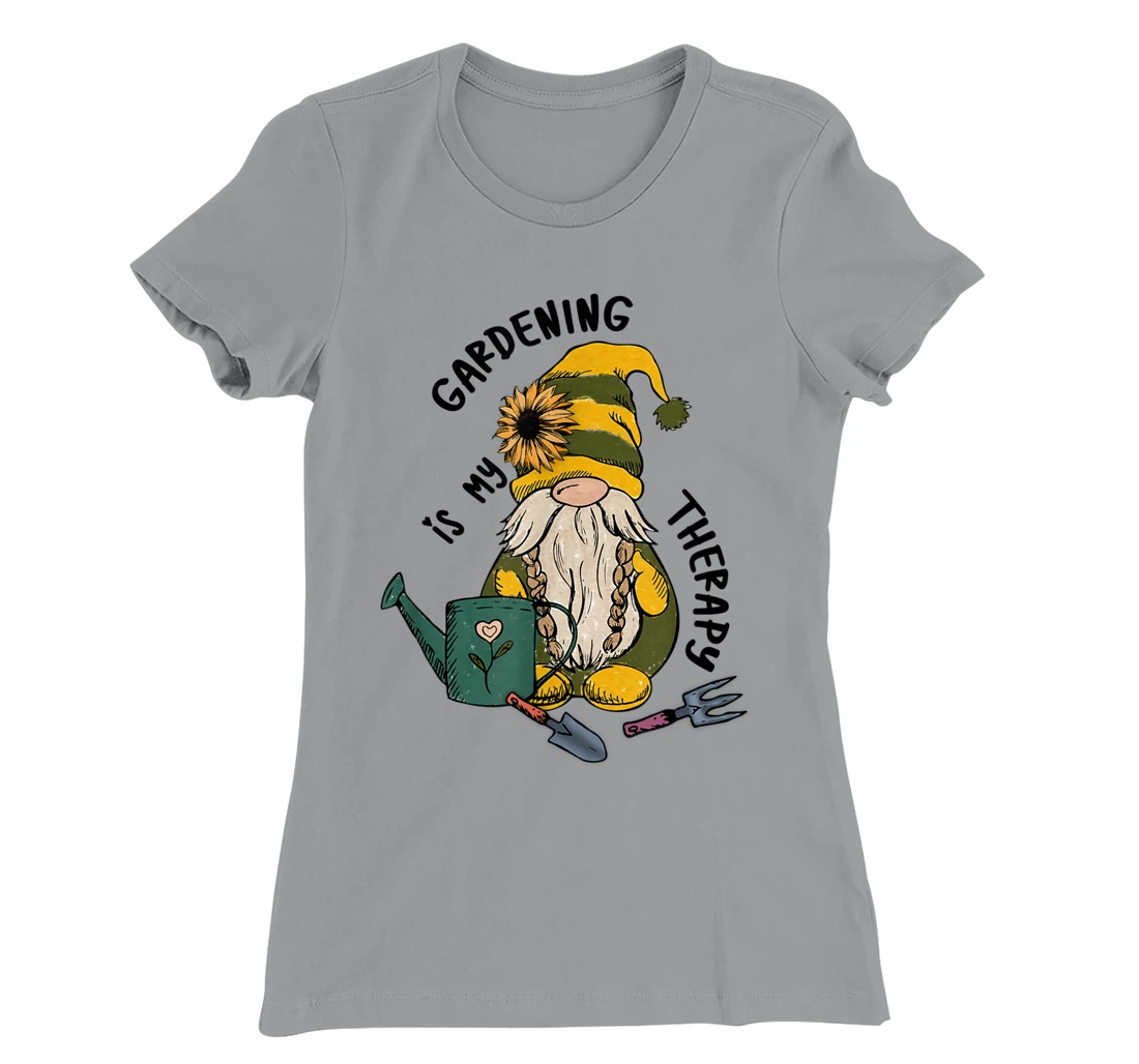 Gardening is My Therapy Gnome Garden T-Shirt, Women T-Shirt