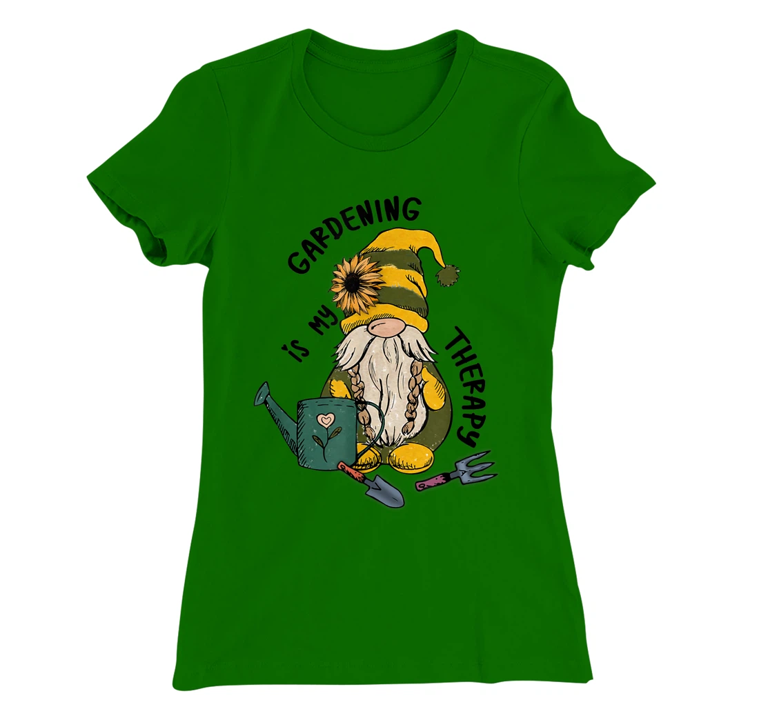 Gardening is My Therapy Gnome Garden T-Shirt, Women T-Shirt