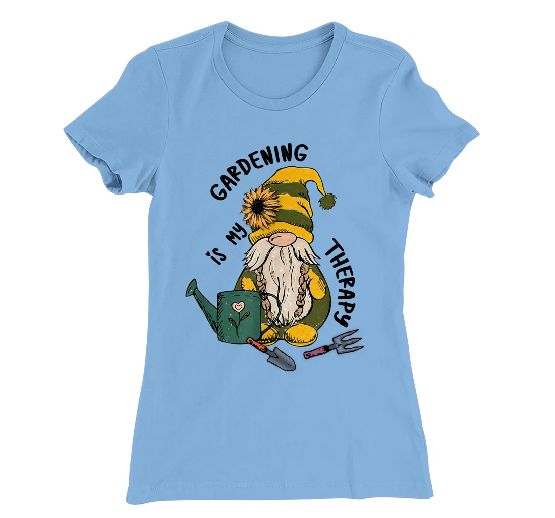 Gardening is My Therapy Gnome Garden T-Shirt, Women T-Shirt