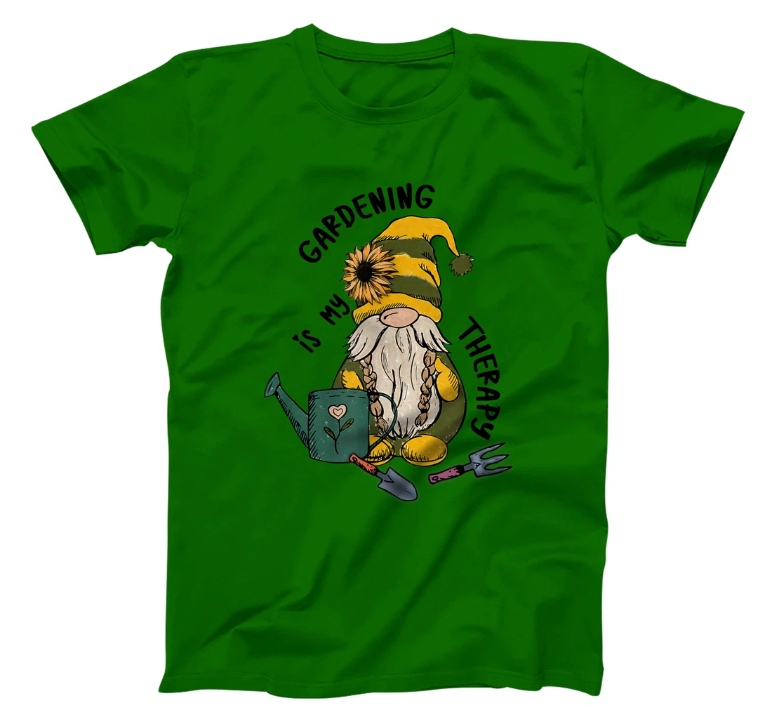 Gardening is My Therapy Gnome Garden T-Shirt, Women T-Shirt