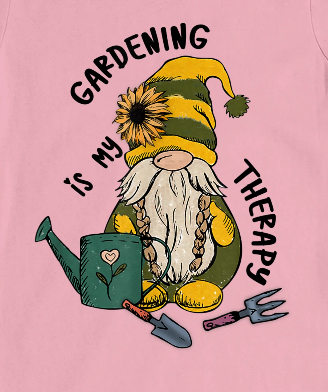 Gardening is My Therapy Gnome Garden T-Shirt, Women T-Shirt