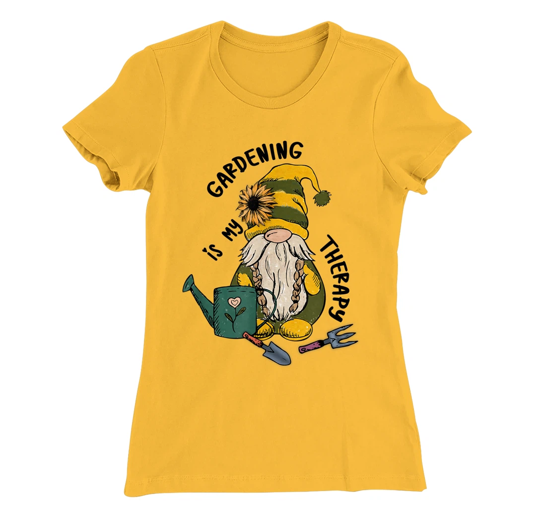 Gardening is My Therapy Gnome Garden T-Shirt, Women T-Shirt