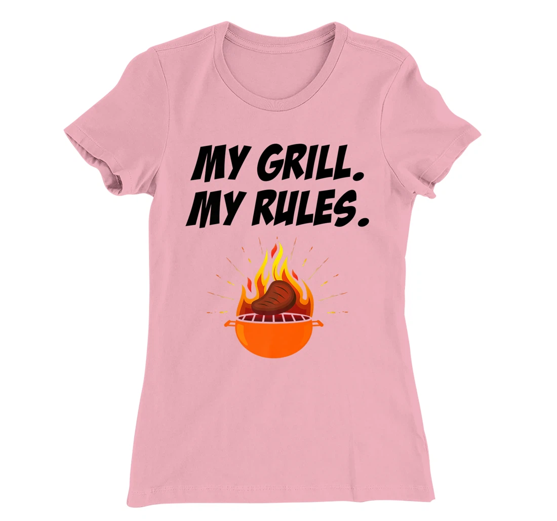 Womens My Grill My Rules Barbecue Bbq Steak Grill Master Smoker T-Shirt, Women T-Shirt