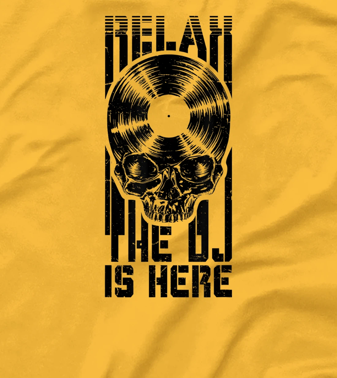 Relax The DJ Is Here Vinyl Record Lover Gothic Skull LP T-Shirt, Women T-Shirt