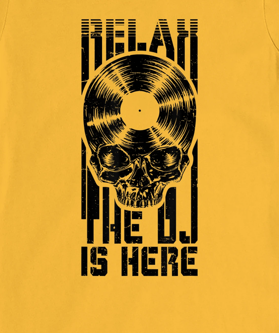 Relax The DJ Is Here Vinyl Record Lover Gothic Skull LP T-Shirt, Women T-Shirt