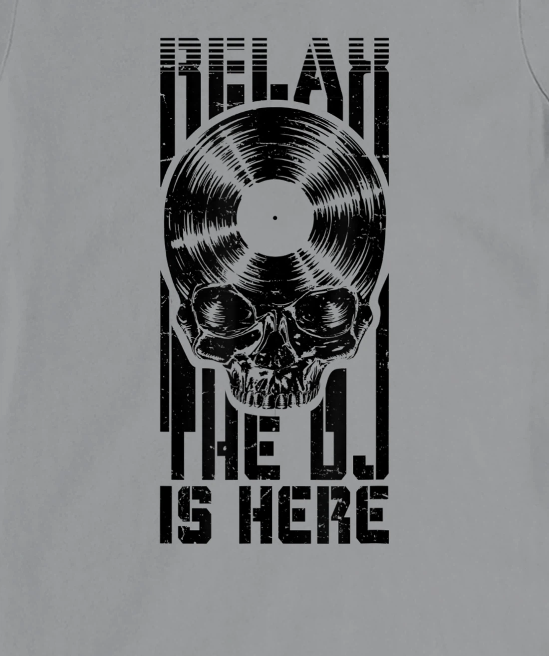 Relax The DJ Is Here Vinyl Record Lover Gothic Skull LP T-Shirt, Women T-Shirt