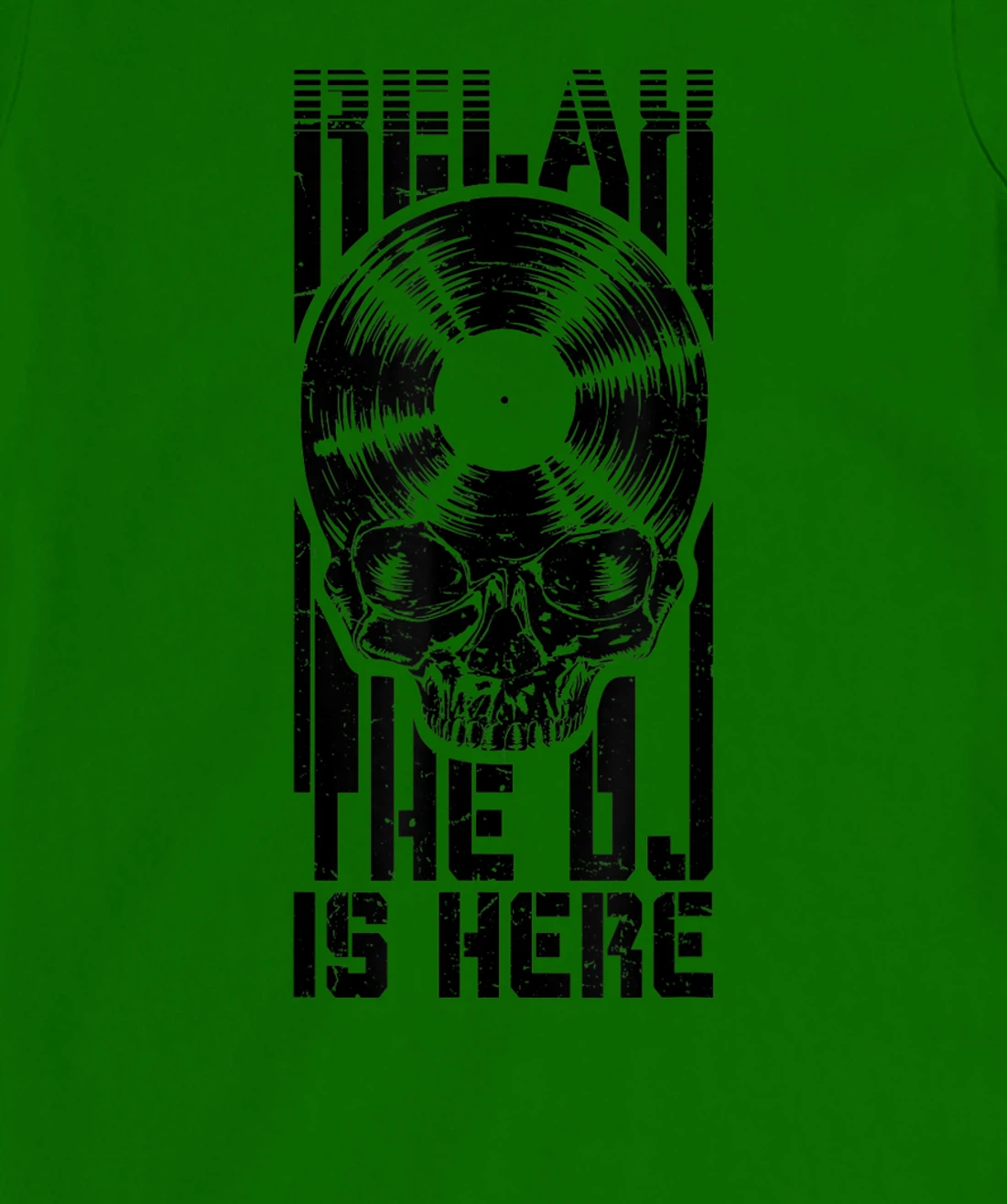 Relax The DJ Is Here Vinyl Record Lover Gothic Skull LP T-Shirt, Women T-Shirt