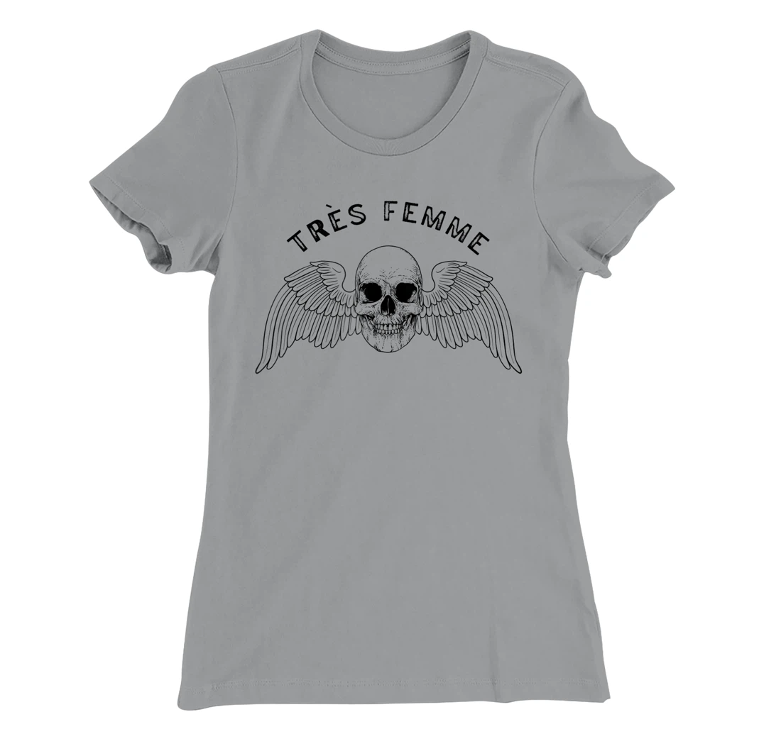 Womens Trés Femme Winged Skull Ironic T-Shirt, Women T-Shirt