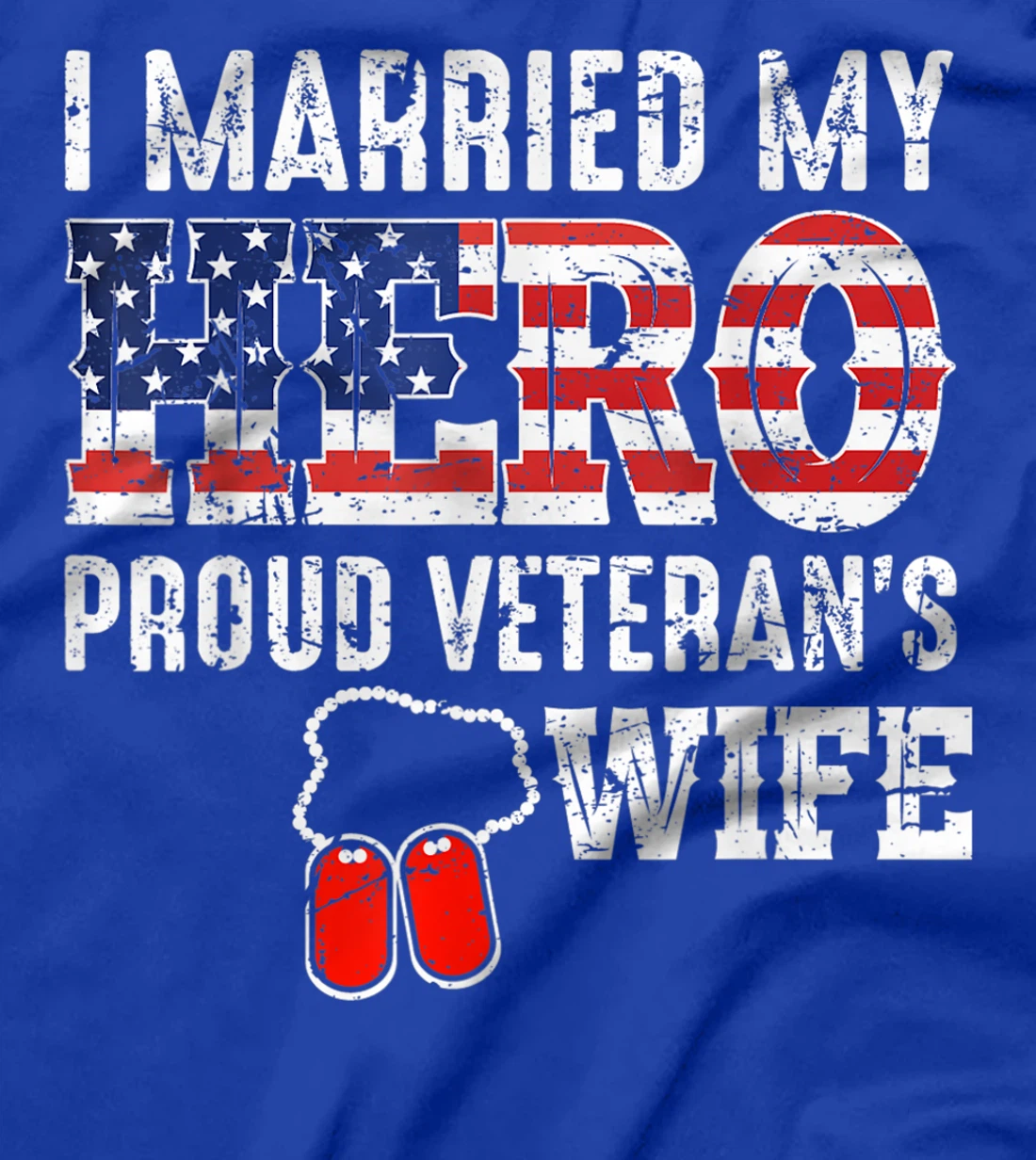 Proud Veteran's Wife Dog Tag U.S. Flag Vintage T-Shirt, Women T-Shirt