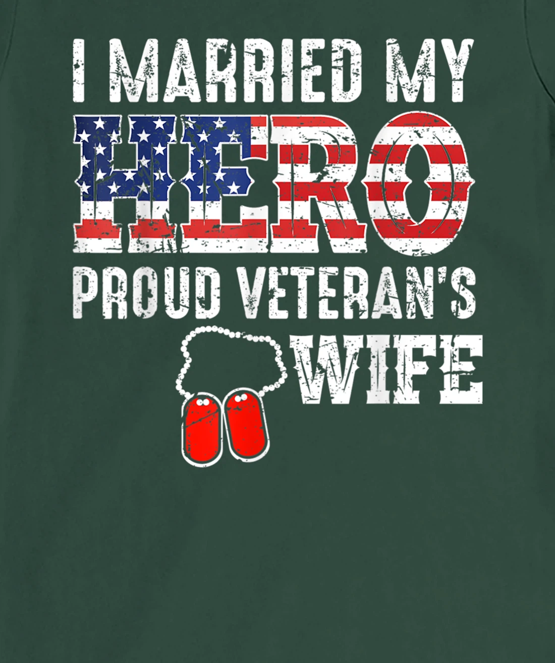 Proud Veteran's Wife Dog Tag U.S. Flag Vintage T-Shirt, Women T-Shirt