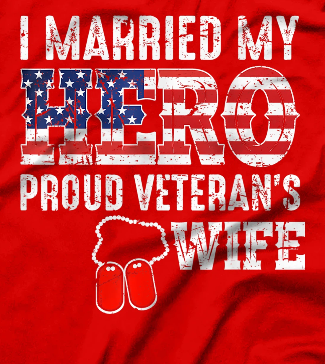 Proud Veteran's Wife Dog Tag U.S. Flag Vintage T-Shirt, Women T-Shirt