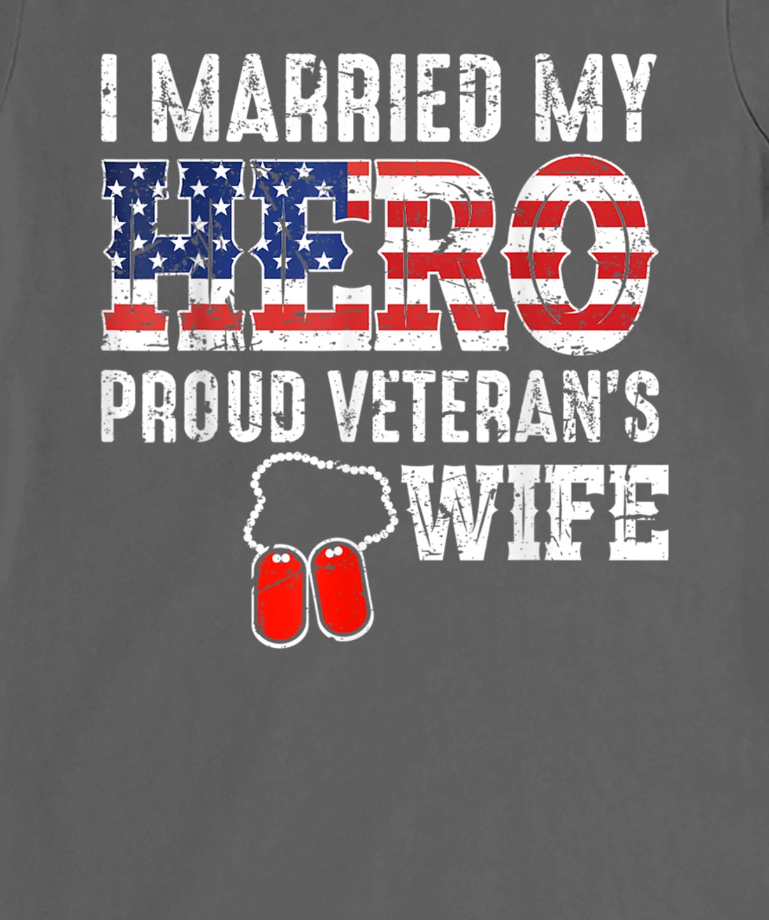 Proud Veteran's Wife Dog Tag U.S. Flag Vintage T-Shirt, Women T-Shirt