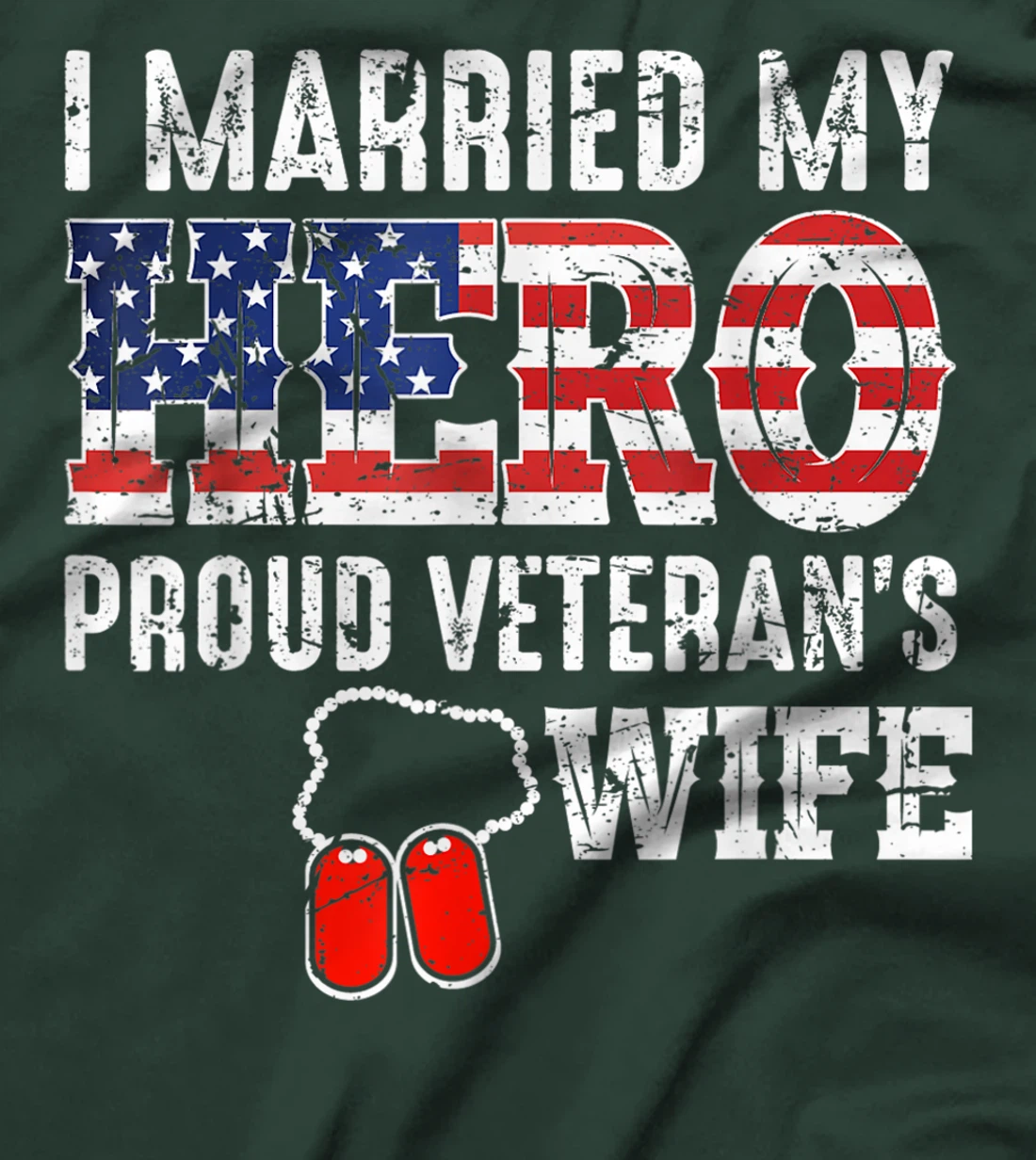 Proud Veteran's Wife Dog Tag U.S. Flag Vintage T-Shirt, Women T-Shirt