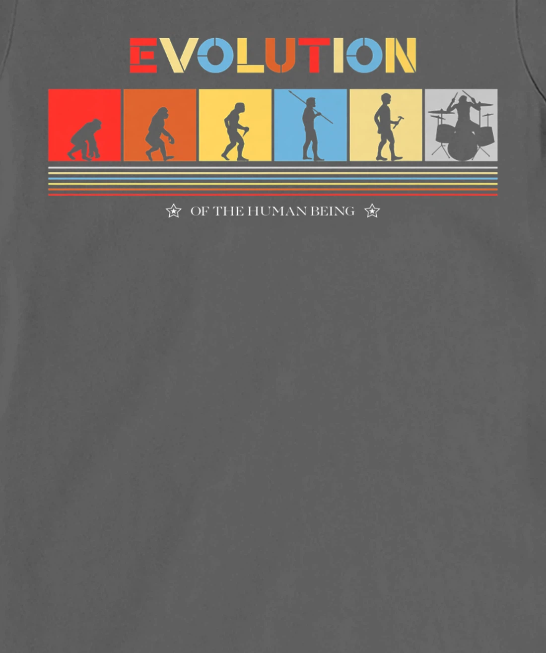 Evolution Of The Human Being Drummer Retro 70s Drummers T-Shirt, Kid T-Shirt and Women T-Shirt