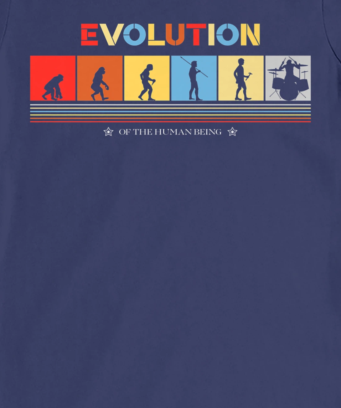 Evolution Of The Human Being Drummer Retro 70s Drummers T-Shirt, Kid T-Shirt and Women T-Shirt