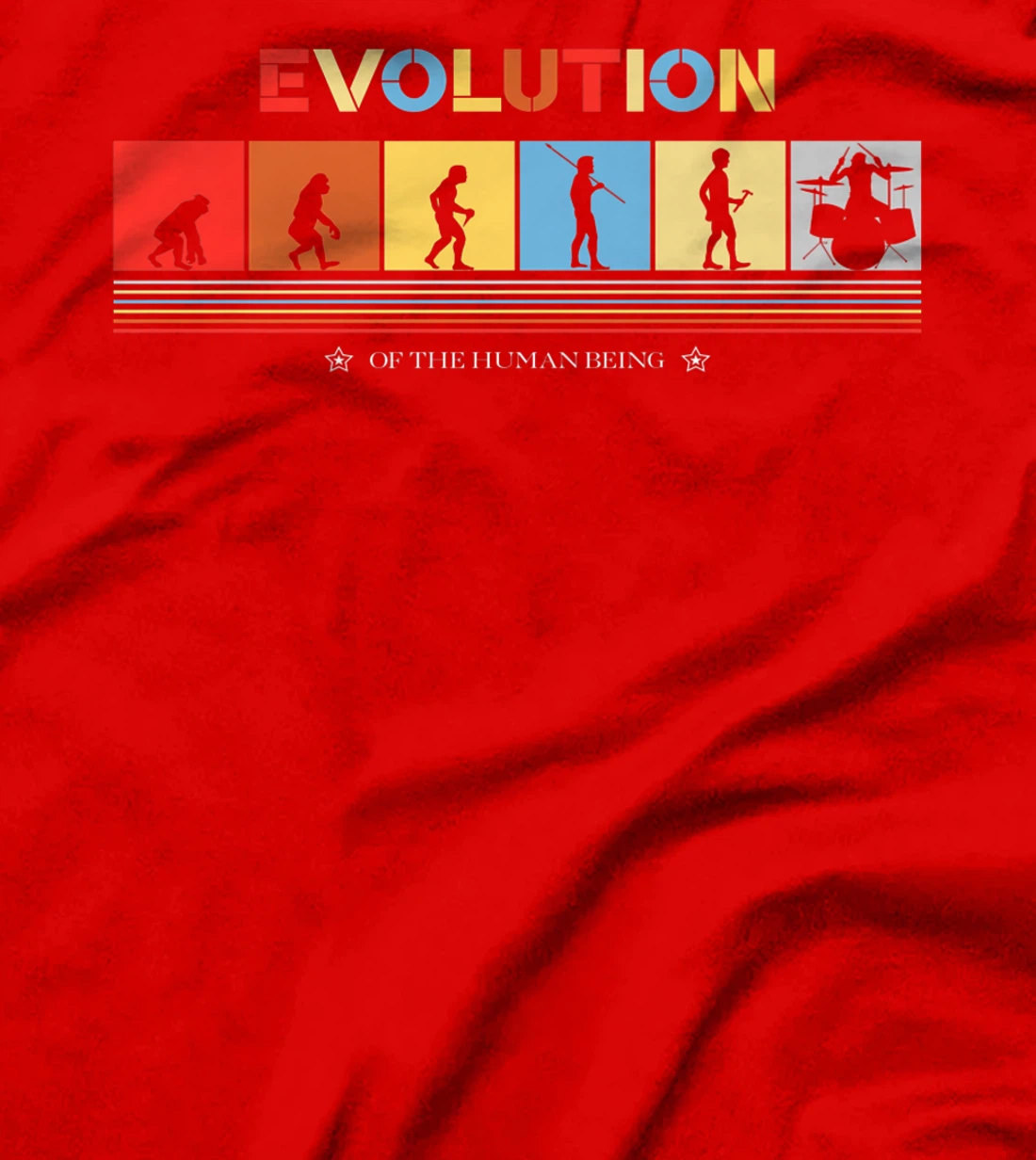 Evolution Of The Human Being Drummer Retro 70s Drummers T-Shirt, Kid T-Shirt and Women T-Shirt