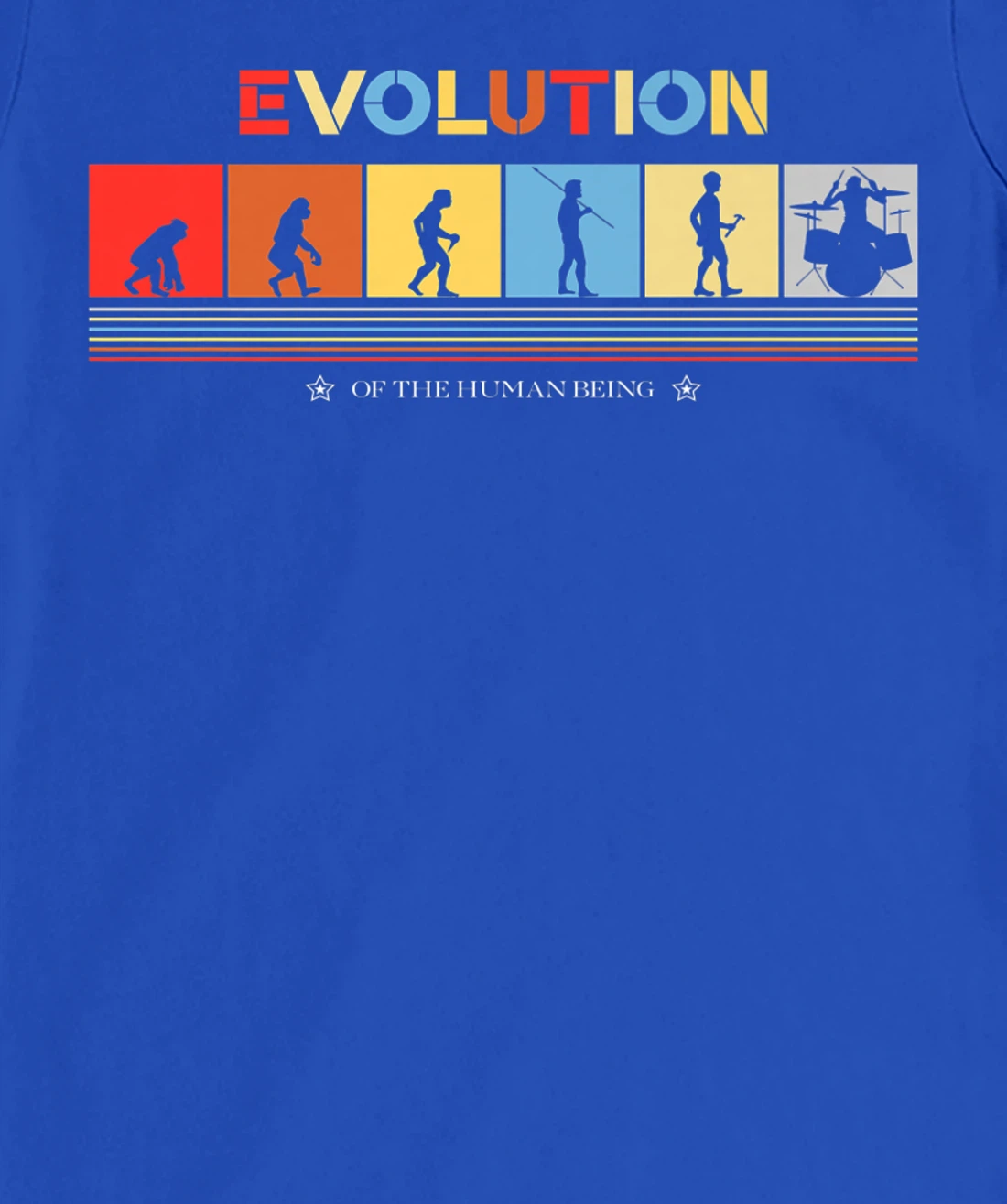 Evolution Of The Human Being Drummer Retro 70s Drummers T-Shirt, Kid T-Shirt and Women T-Shirt