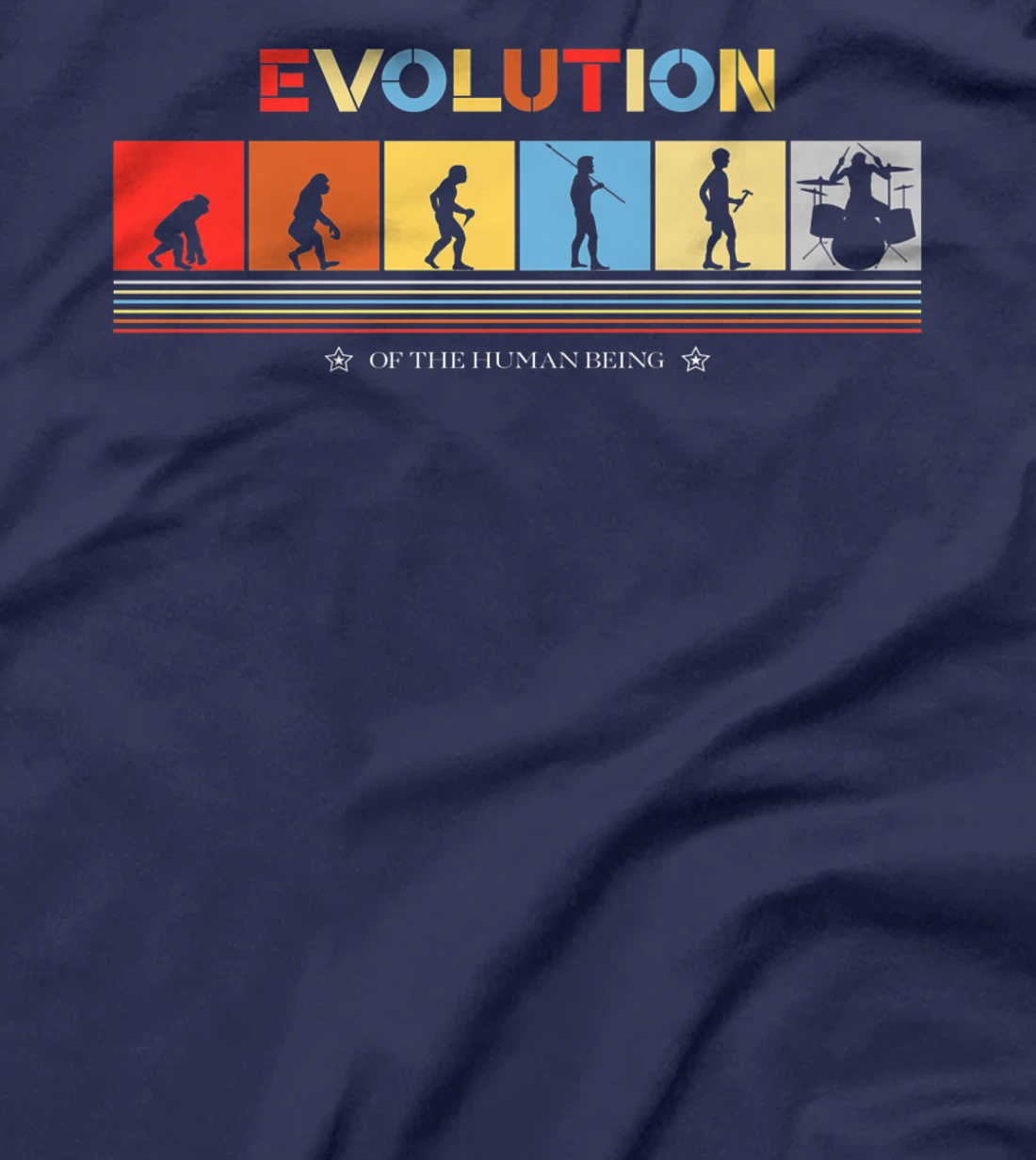 Evolution Of The Human Being Drummer Retro 70s Drummers T-Shirt, Kid T-Shirt and Women T-Shirt