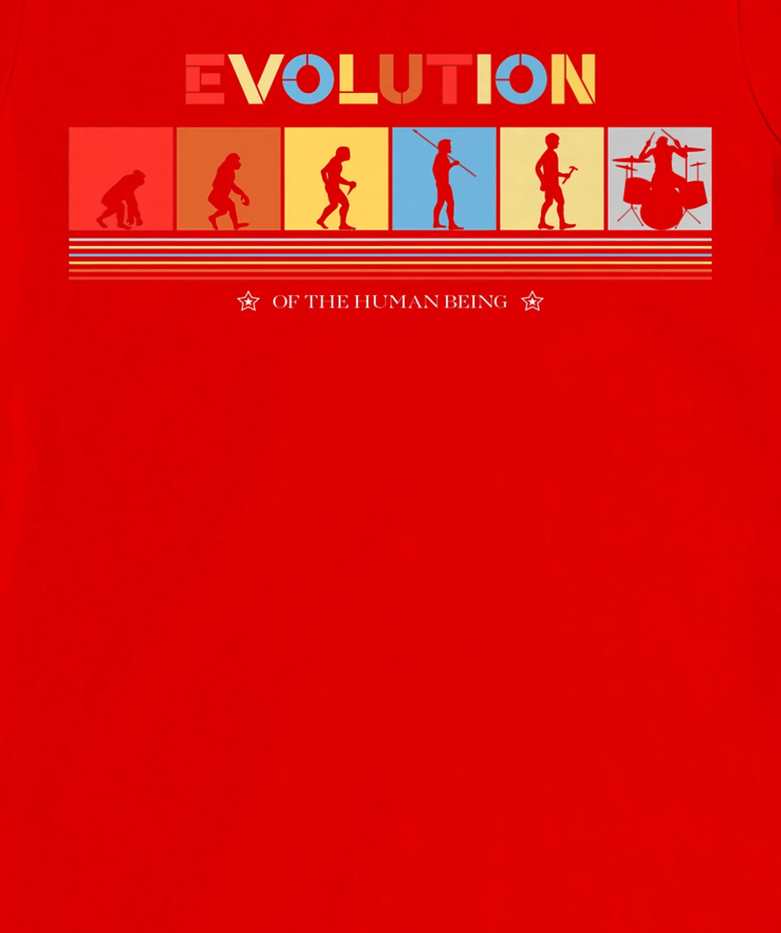 Evolution Of The Human Being Drummer Retro 70s Drummers T-Shirt, Kid T-Shirt and Women T-Shirt