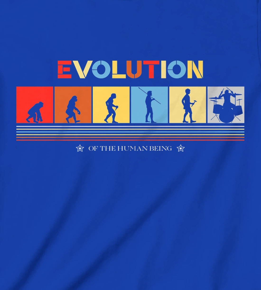 Evolution Of The Human Being Drummer Retro 70s Drummers T-Shirt, Kid T-Shirt and Women T-Shirt
