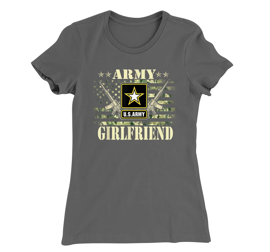 Proud Army Girlfriend Shirt United States USA Flag Mother T-Shirt, Women T-Shirt