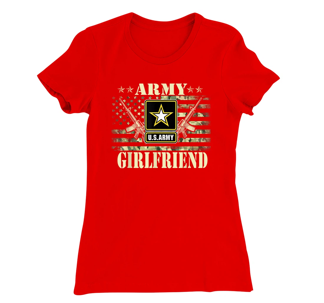 Proud Army Girlfriend Shirt United States USA Flag Mother T-Shirt, Women T-Shirt