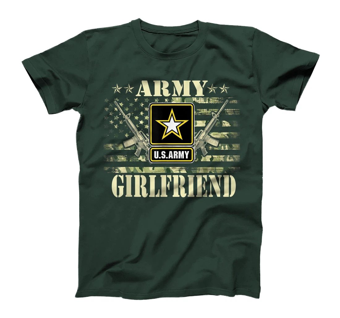 Proud Army Girlfriend Shirt United States USA Flag Mother T-Shirt, Women T-Shirt