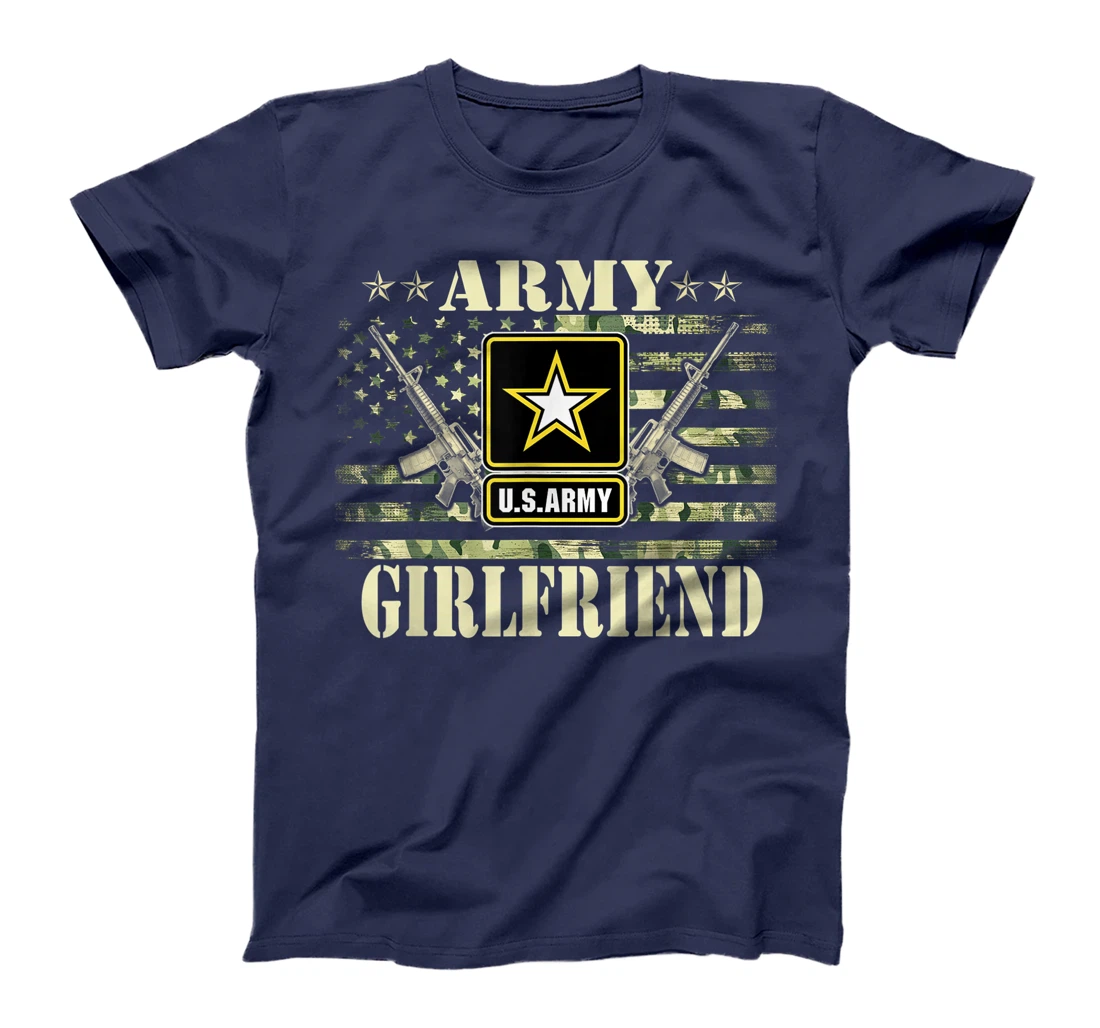 Proud Army Girlfriend Shirt United States USA Flag Mother T-Shirt, Women T-Shirt