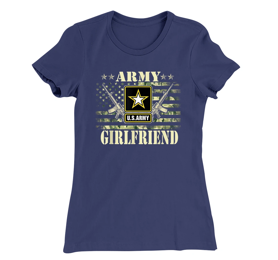 Proud Army Girlfriend Shirt United States USA Flag Mother T-Shirt, Women T-Shirt