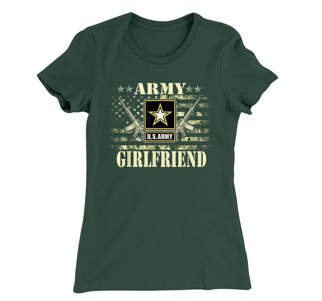 Proud Army Girlfriend Shirt United States USA Flag Mother T-Shirt, Women T-Shirt
