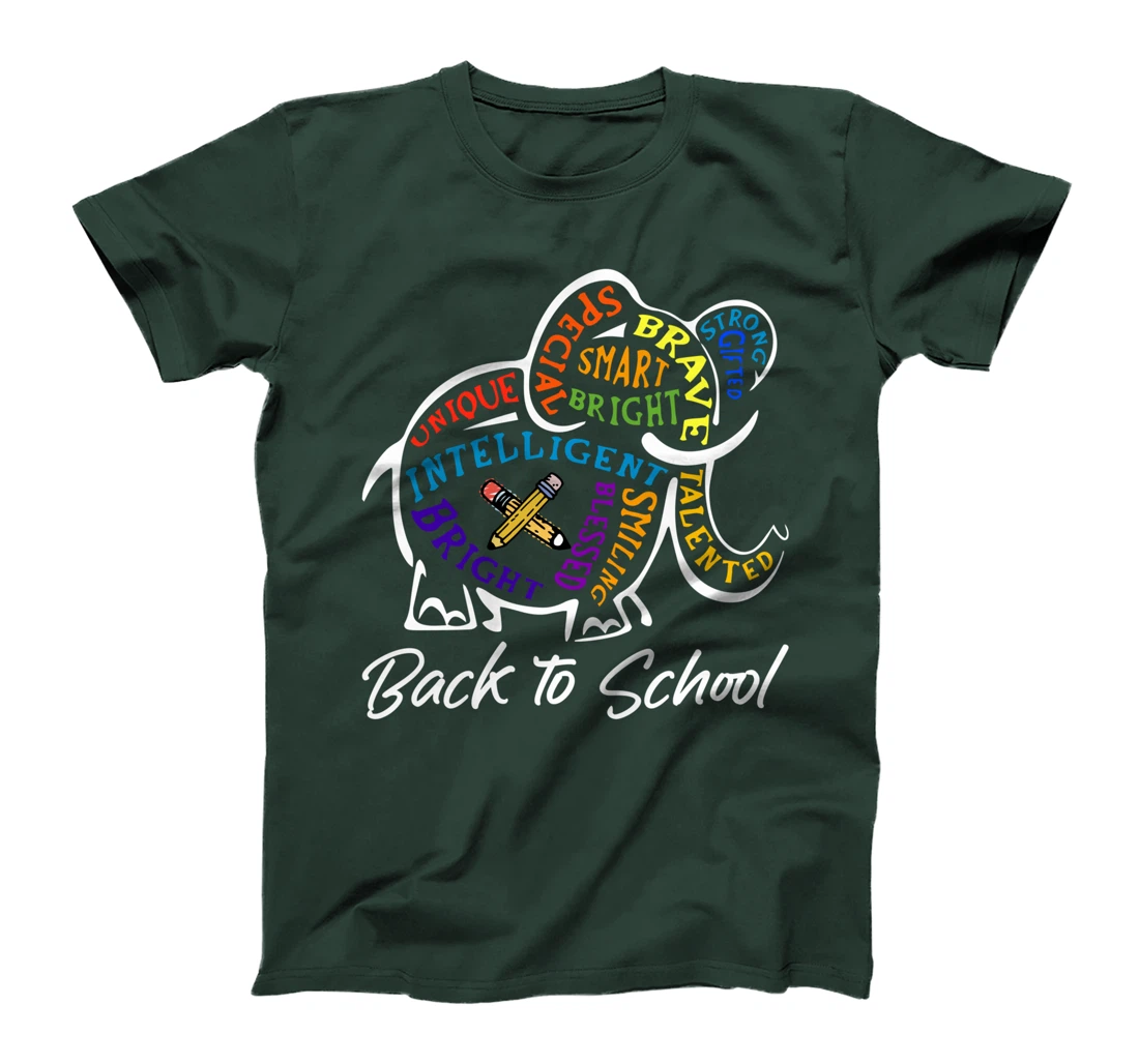 Elephant Word Cloud Back To School Cute Students Teachers T-Shirt