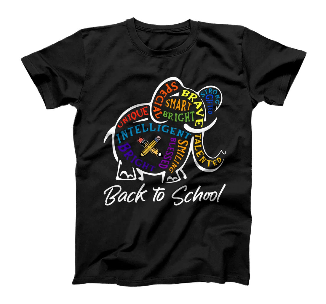 Elephant Word Cloud Back To School Cute Students Teachers T-Shirt