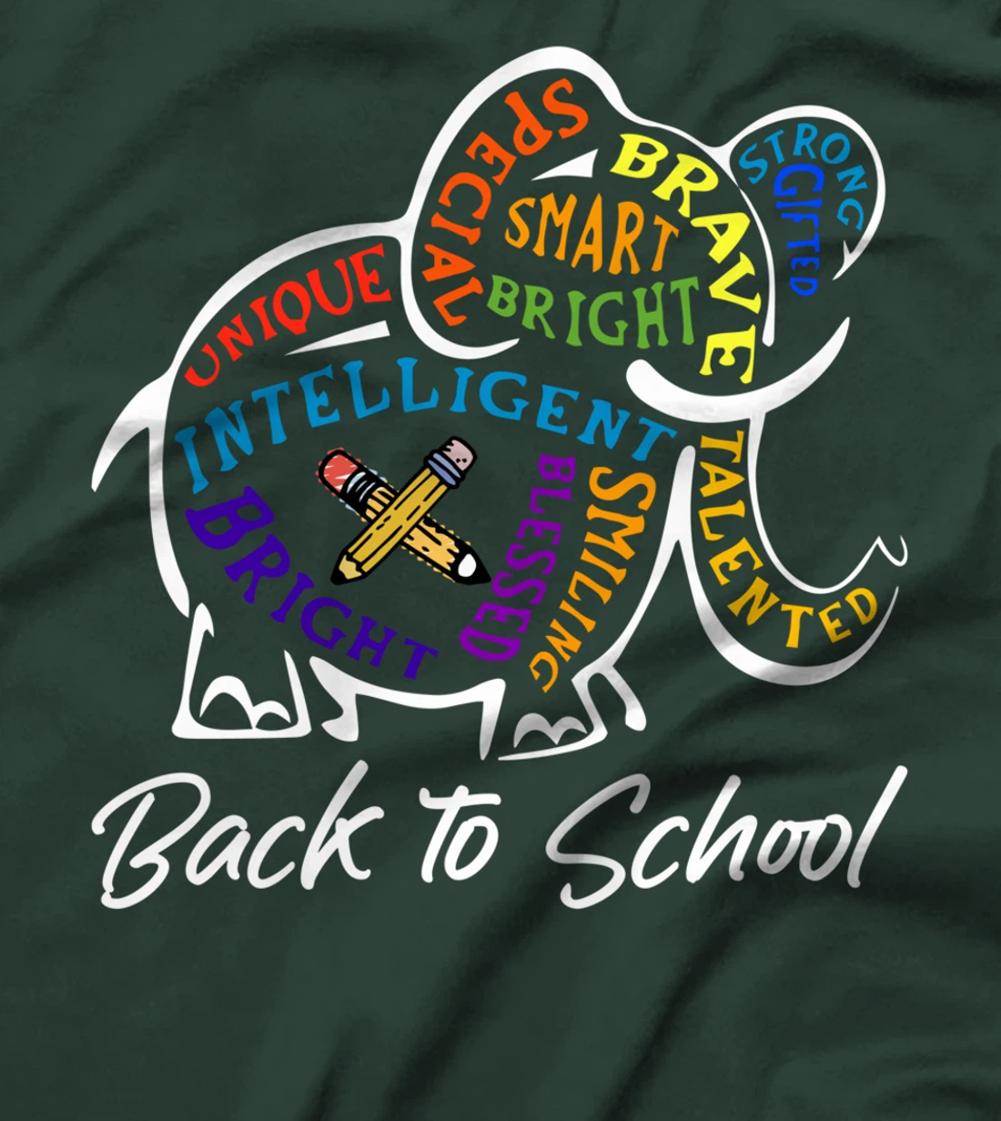Elephant Word Cloud Back To School Cute Students Teachers T-Shirt