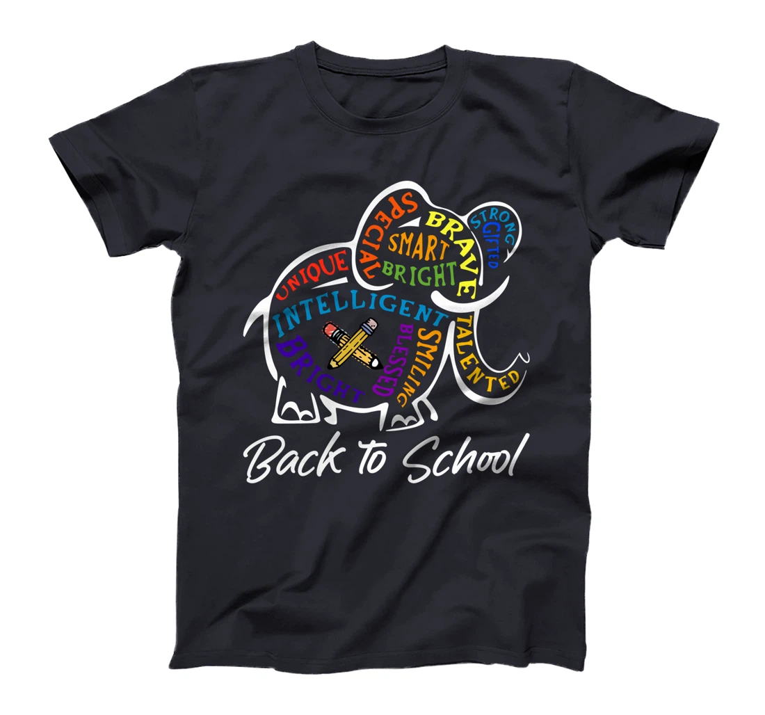 Elephant Word Cloud Back To School Cute Students Teachers T-Shirt