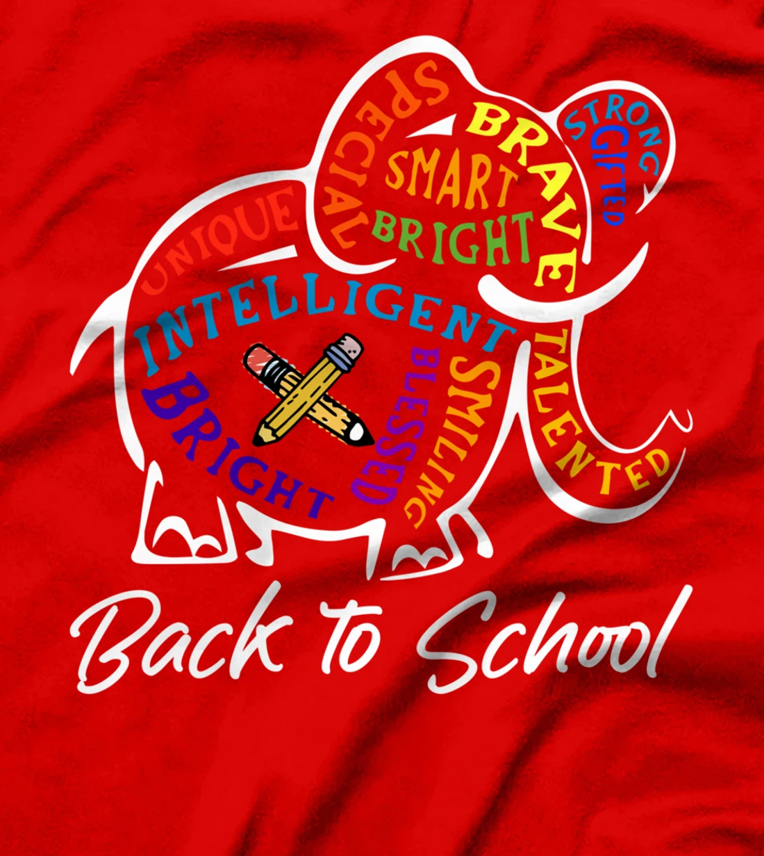 Elephant Word Cloud Back To School Cute Students Teachers T-Shirt
